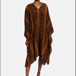 *NWOT* $1490 MICHAEL KORS COLLECTION SNAKE PRINT V-NECK CAFTAN DRESS_L
